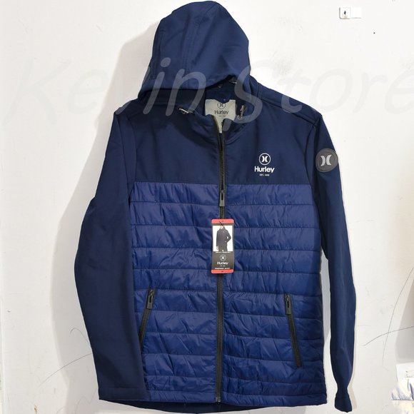 Blue NWT Hurley Men's Wind Resistant 3 Layer Fabric Jacket - Picture 1 of 7